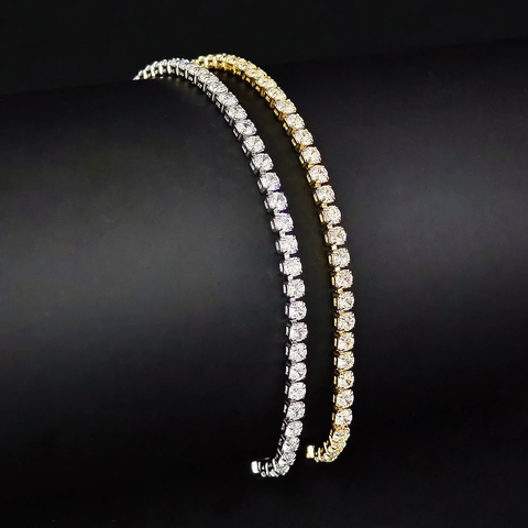 Fashion Tennis Chain Bracelet Copper Inlaid Cubic Zirconia Single Row Round Cut Luxury Jewelry For Women Wedding Everyday