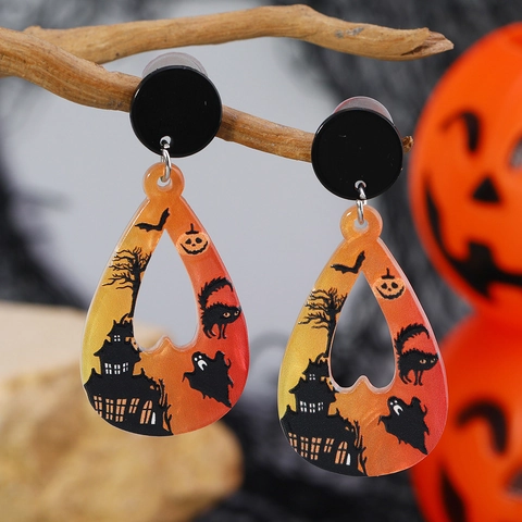 Halloween Cartoon Gespenst Totenkopf Vampir Acryl Ohrhänger Trendig Originell Gruselig Party Schmuck Für Damen Mädchen Neuheit Ohrring
