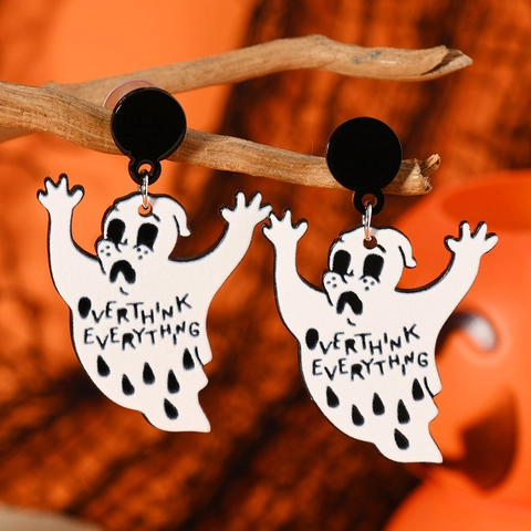 Halloween Ακρυλικά Σκουλαρίκια Φάντασμα Νεκροκεφαλή για Γυναίκες Γοτθικό Τρόμου Καρδιά Γάτα Τυπωμένα Κοσμήματα Πάρτι