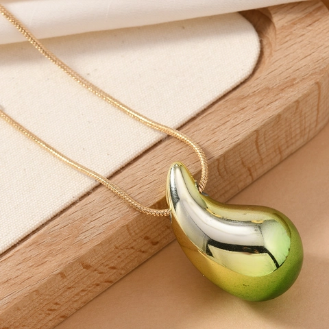 Vintage Waterdruppel Hanger Halsketting Voor Vrouwen Legering Metallic Slangenketting Minimalistische Gradiënt Sieraden Feest