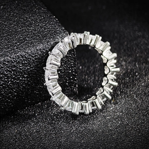 Elegant Heart Shaped Cubic Zirconia Eternity Ring For Women Silver Plated 925 Sterling Silver Romantic Jewelry Finger Ring