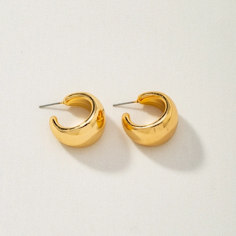Boucles d'Oreilles Créoles Épaisses en Forme de C Minimalistes en Alliage Électroplaqué Or Argent pour Femmes Bijoux de Mode