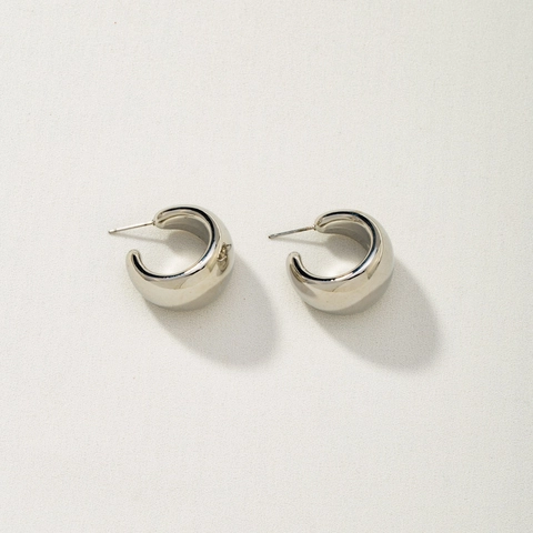 Boucles d'Oreilles Créoles Épaisses en Forme de C Minimalistes en Alliage Électroplaqué Or Argent pour Femmes Bijoux de Mode