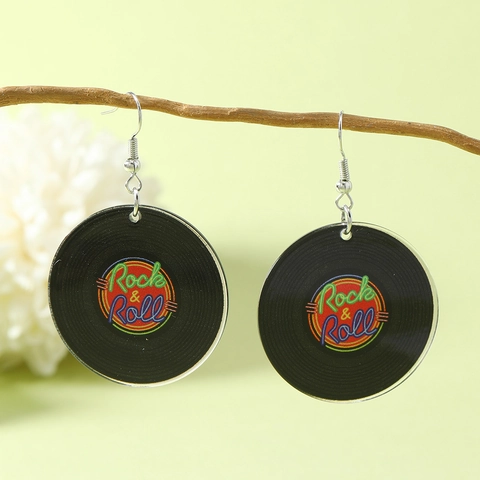 Retro Nostalgic Acrylic Alloy Hook Earrings Vinyl Record TV Cassette Tape Design For Music Festival Party Quirky Jewelry Women