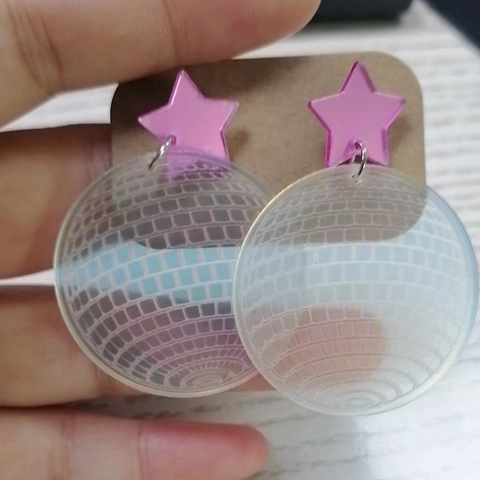 Retro Disco Ball Star Drop Earrings Y2K Acrylic Laser Sequin Geometric Earrings For Women Party Club Fashion Jewelry