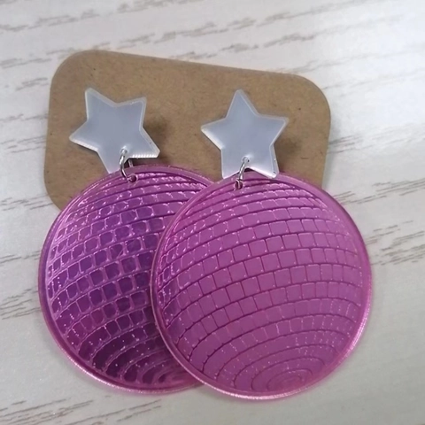 Y2K Disco Ball Acrylic Drop Earrings For Women Retro Glitter Pentagram Star Geometric Round Dangle Earrings Party Jewelry
