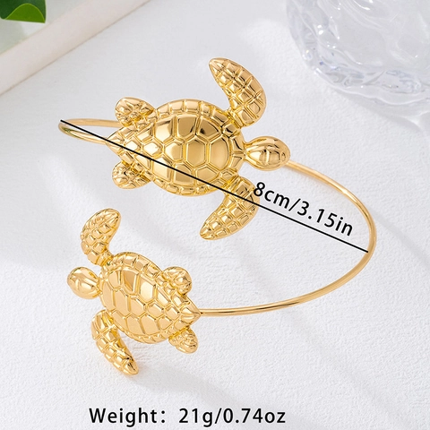 Bracciale da Braccio Aperto in Lega d'Oro Vintage Tartaruga Marina Stile Oceano Animale Per Donna Gioielli Moda Spiaggia