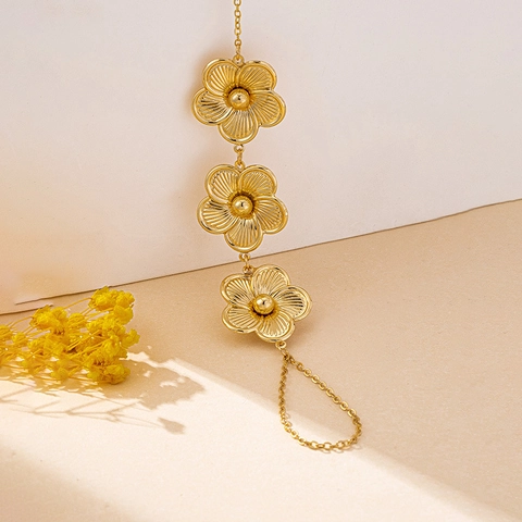 Bohemian Gold Alloy Flower Barefoot Sandal Anklet For Women Beach Wedding Toe Ring Foot Chain Jewelry