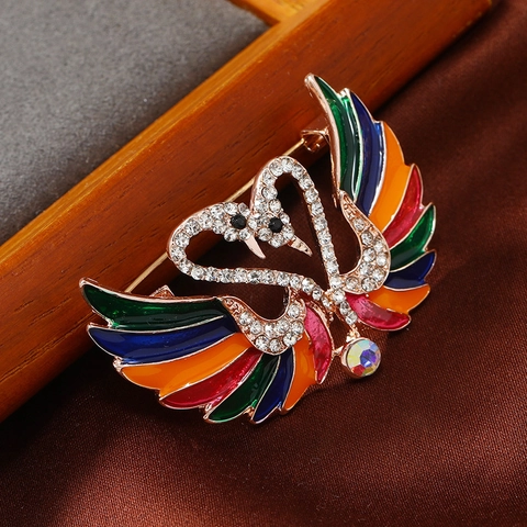 Elegant Alloy Rhinestone Brooch Pin Colorful Enamel Vintage Animal Hat Floral Corsage For Women Fashion Accessory Jewelry