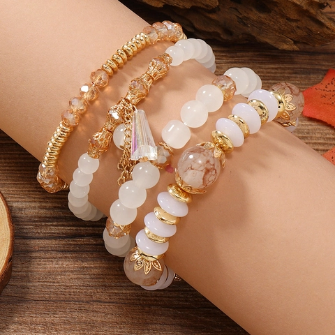 Bohemian Multilayered Beaded Bracelet Set Alloy Butterfly Hamsa Hand Evil Eye Shell Pendant Charms For Women Beach Vacation Jewelry