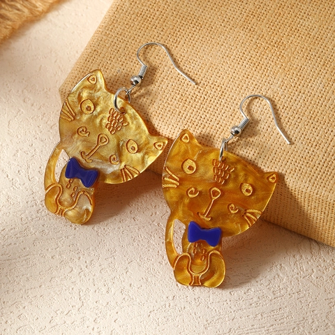 Fashion Funny Cartoon Animal Acrylic Drop Earrings For Women Cute Cat Bear Fox Elephant Crocodile Marble Texture Jewelry