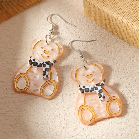Funny Cartoon Animal Acrylic Drop Earrings With 925 Sterling Silver Earring Post Cute Crocodile Cat Bear Fox For Women Jewelry