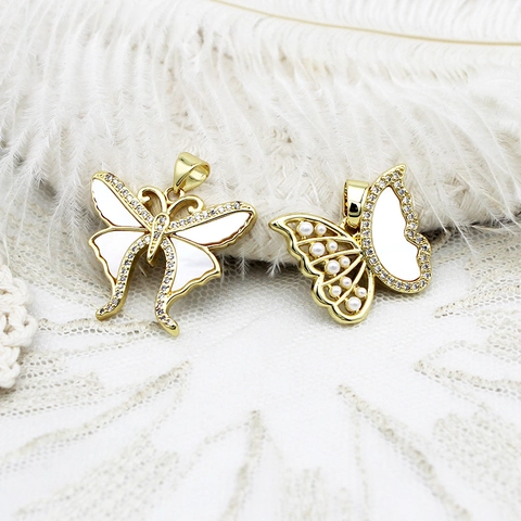 18K Vergoldetes Kupfer Anhänger DIY Schmuckherstellung Zubehör Muschel Strass Schmetterling Schildkröte Seestern Krabbe Biene Charms