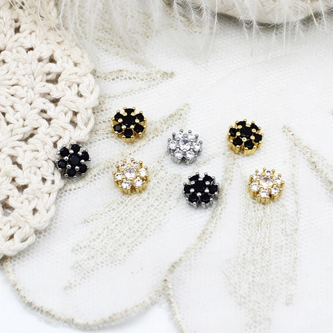 18K Gold Plated Copper Flower Spacer Bead Rhinestone Artificial Pearl Pendant For DIY Necklace Bracelet Jewelry Making Accessories