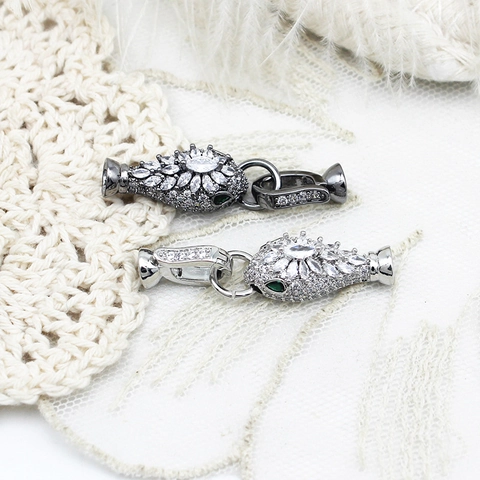 Schlangenkopf Schmuck Verbindungsverschluss 18K Vergoldet Kupfer Strass Schlangen Design Für Halskette Armband Schmuckzubehör