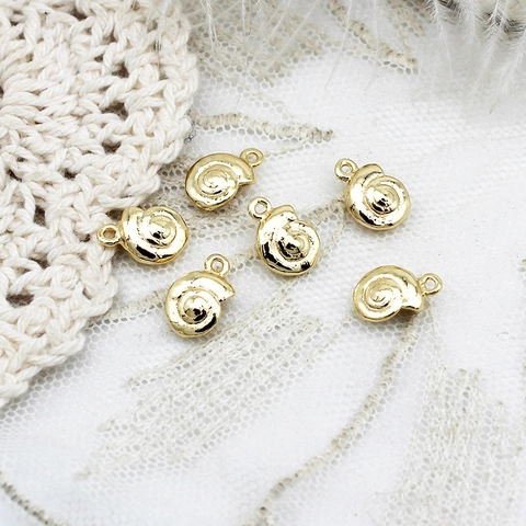 18K Gold Plated Copper Zirconia Ocean Series DIY Charms Starfish Shell Fish Tail Koi Sun Pendant Only Without Chain