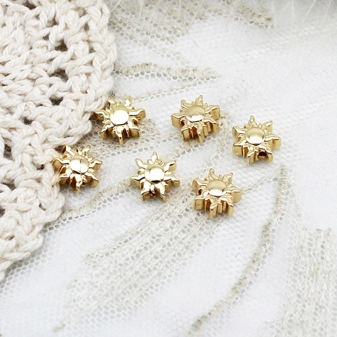 18K Real Gold Plated Copper DIY Jewelry Making Accessories Charms Cross Sun Flower Star Geometric Spacer Beads For Necklace