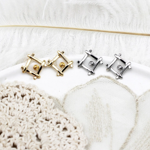 18K Gold Plated Copper Geometric Earring Stud Findings With 925 Sterling Silver Earring Post DIY Jewelry Making Parts