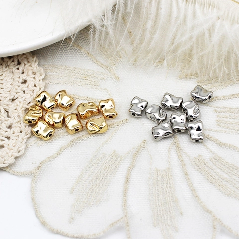 18K Gold Plated Copper Dice Star Irregular Loose Spacer Beads For DIY Jewelry Making Necklace Bracelet Craft Accessories