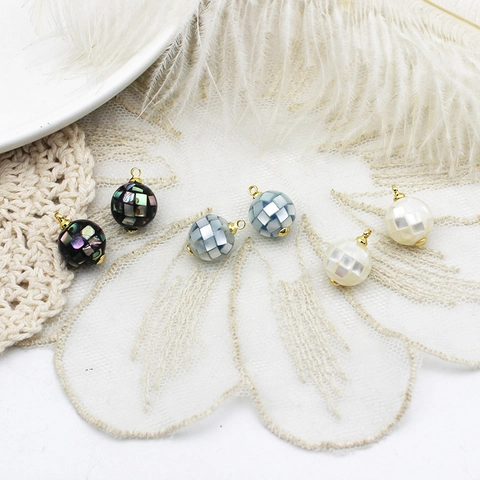 Natural Abalone Shell Mother Of Artificial Pearl Geometric Pendants 18K Gold Plated Brass Heart Star DIY Jewelry Pendant Only Without Chain