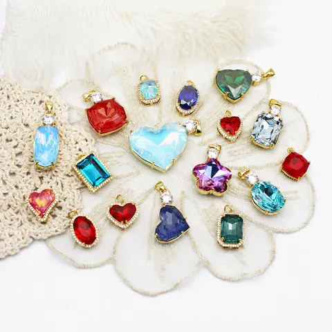 18K Verguld Koper DIY Hangers Voor Sieraden Maken Geometrisch Hart Ovaal Bloemvorm Zirconia Ingelegd Koperen Accessoires