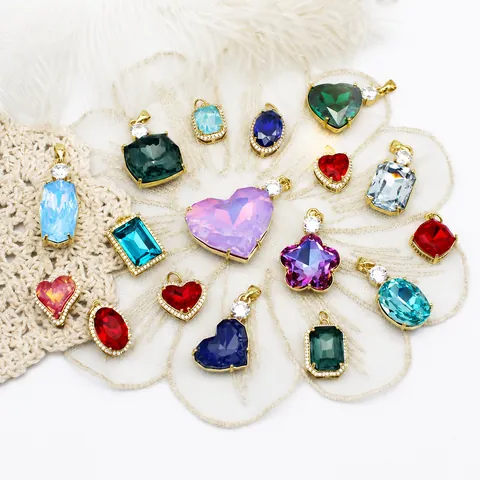 18K Verguld Koper DIY Hangers Voor Sieraden Maken Geometrisch Hart Ovaal Bloemvorm Zirconia Ingelegd Koperen Accessoires