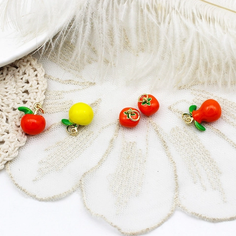 Gold Plated Copper Enamel Food Fruit Mushroom Pendant Charms For DIY Necklace Jewelry Making Accessories Burger Pizza Bottle Shape