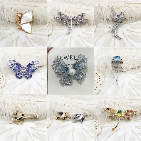 Lusso Leggero Spilla in Rame Intarsiata con Zirconia Animale per Donna Farfalla Libellula Medusa Uccello Cervo Forma Spille Gioielli Accessori