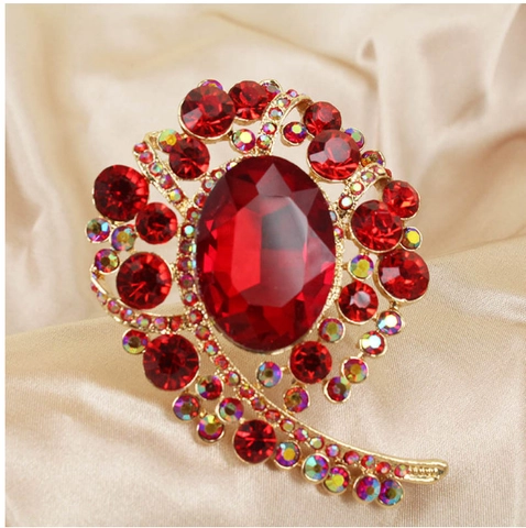 Spilla in Lega di Lusso Barocca Vintage Con Strass Colorati in Cristallo a Forma di Fiore per Matrimonio Banchetto Donna Gioielli