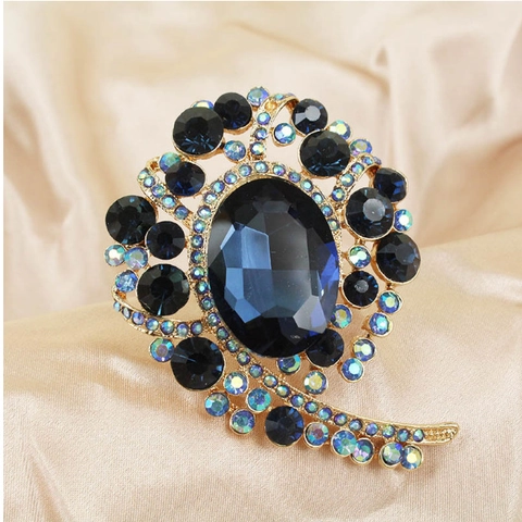 Spilla in Lega di Lusso Barocca Vintage Con Strass Colorati in Cristallo a Forma di Fiore per Matrimonio Banchetto Donna Gioielli