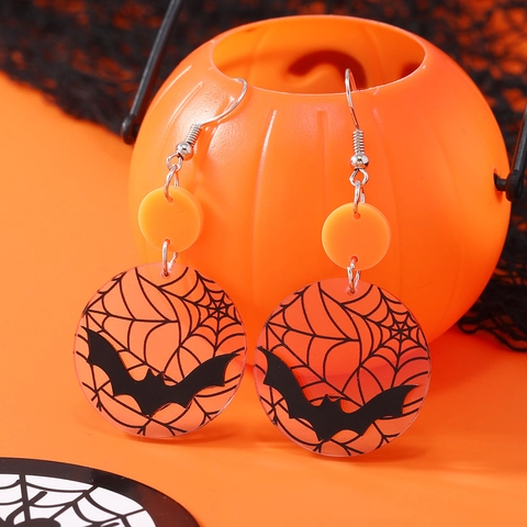 Acrylic Halloween Drop Earrings Asymmetric Ghost BOO Letter Earrings Funny Skull Heart Spider Web Bat Pattern Party Jewelry For Women