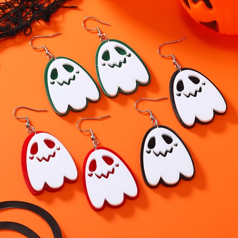 Orecchini Pendenti Fantasma Halloween in Acrilico Simpatici Divertenti Fantasma Bianco Orecchini per Donna Gioielli per Feste di Vacanza