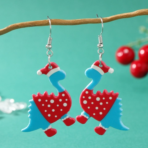Lustige Weihnachten Acryl Tropfen Ohrringe Cartoon Weihnachtsmann Dinosaurier Lebkuchenmann Festliche Feiertag Legierung Haken Ohrringe Schmuck Geschenk