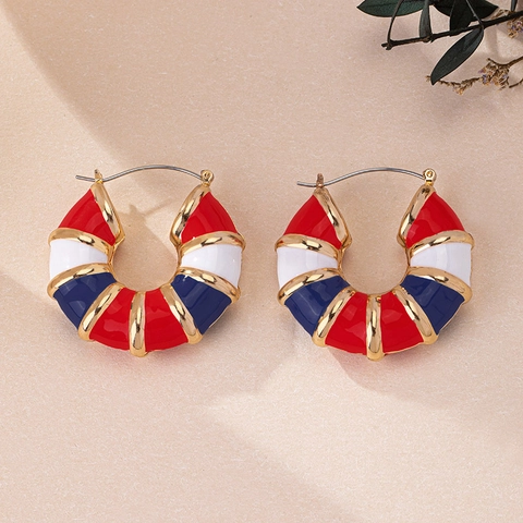 Fashion Emaille Driekleur Geometrische Creolen Voor Dames Retro Legering Vergulde Ronde Cirkel Oorbellen Party Sieraden Cadeau