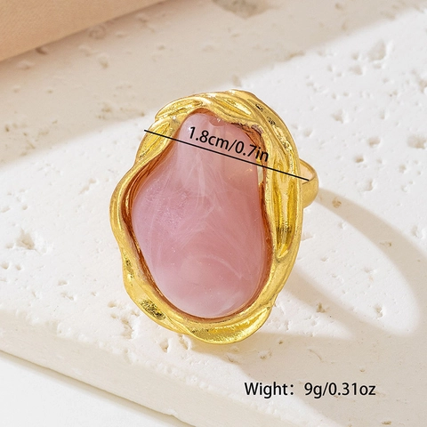 French Vintage Baroque Irregular Artificial Pearl Ring For Women Gold Plated Alloy Artistic Oversized Opening Adjustable Finger Ring
