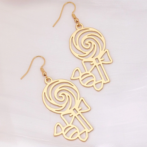 Orecchini a Forma di Lecca Lecca Cavi alla Moda Personalità Orecchini a Fiocco Dolce in Lega Gioielli Creativi a Forma di Cibo per Donna