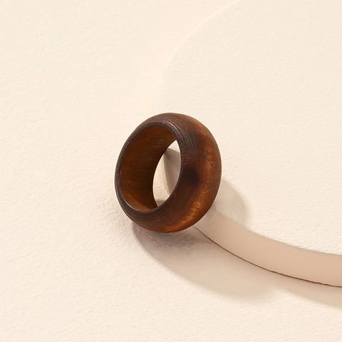 Minimalistisch Natuurlijk Massief Houten Ring Donkerbruin Walnoot Kleur Retro Brede Band Unisex Mode Sieraden Cadeau
