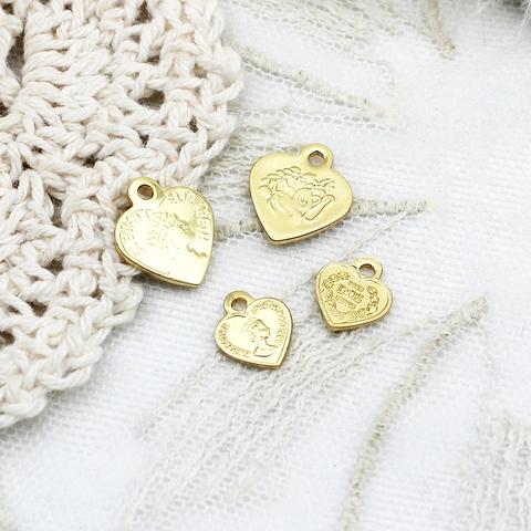 18K Real Gold Plated Copper Queen Elizabeth II Coin Portrait Pendant DIY Jewelry Making Accessories Heart Round Metal Charms