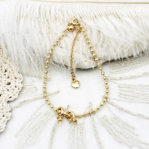 Luxury 18K Gold Plated Copper Bracelet Semi-Finished Components For DIY Jewelry Making Elegant Heart Pendant Wave Chain