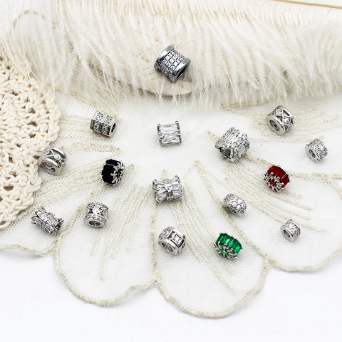 Cuentas Espaciadoras de Zirconia Cúbica con Micro Incrustación para Joyería DIY Colgantes de Cobre Bañados en Oro 18K