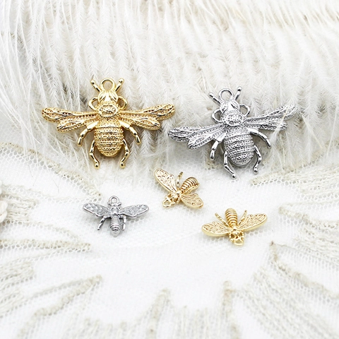Colgantes de Animales de Cobre Chapados en Oro de 18K Abeja Elefante Escarabajo Con Incrustación de Circonia para Joyería DIY