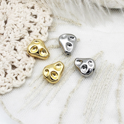 18K Real Gold Plated Copper Irregular Round Triangle Spacer Beads DIY Jewelry Making Findings For Necklace Bracelet