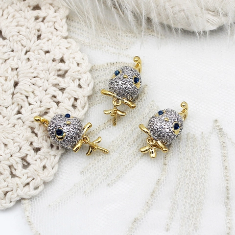 Copper Micro Pave Rhinestone Bird Pendant For DIY Jewelry Making Accessories Handcrafted Animal Charm Necklace Components