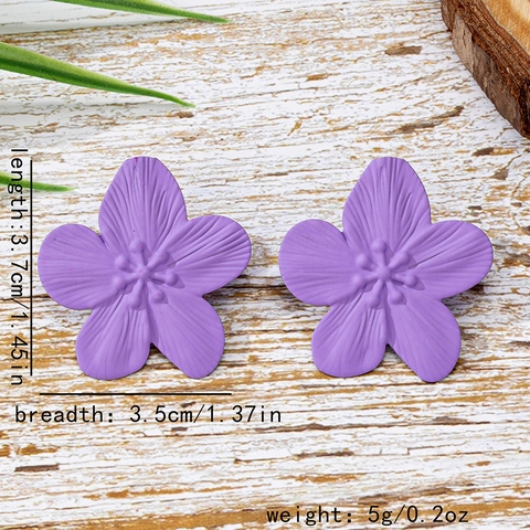 Pendientes de Botón de Flor de Cinco Pétalos Mate Elegantes Joyas de Aleación Floral 3D para Mujer Accesorio de Fiesta