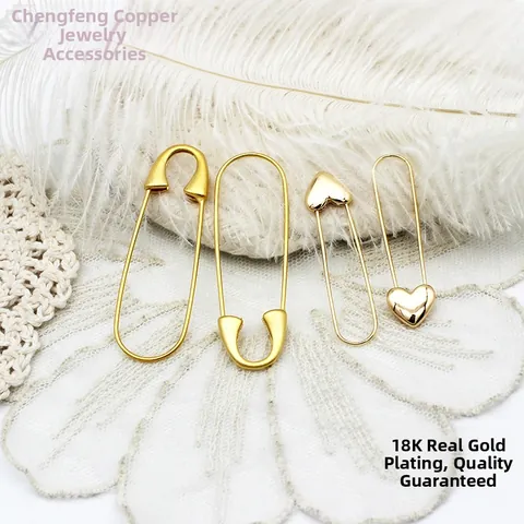 Vintage Copper Gold Plated Safety Pins Heart Brooch DIY Jewelry Making Accessories For Women Baby Handmade Crafts