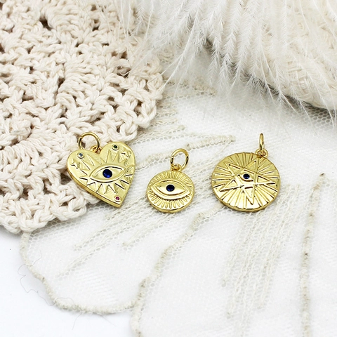Μενταγιόν Ορείχαλκου Επιχρυσωμένο 18K Μάτι Χέρι της Φατίμα Καρδιά Αστέρι Μικροένθετο Ζιργκόν Σμάλτο Αξεσουάρ DIY
