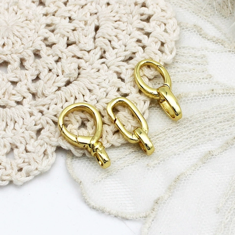 18K Gold Plated Copper Jewelry Clasps For DIY Necklace Bracelet Making Heart Geometric Spring Ring Lobster Clasp Connectors