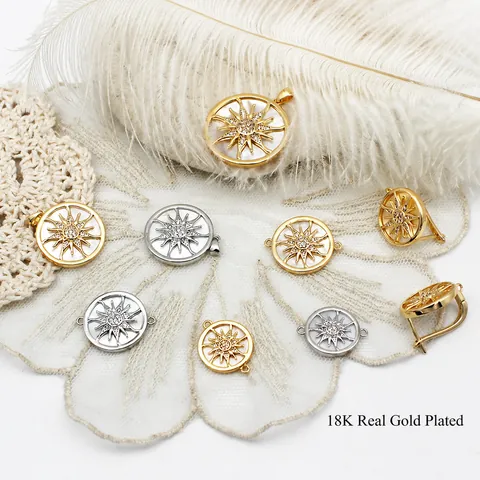 Ciondolo Sole Stella in Rame Accessori per Gioielli Fai-da-te Con Perla Artificiale Strass per Collana Braccialetto Orecchini