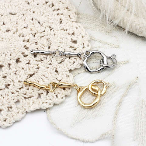 Fermoirs Cabillots Baroques Irréguliers pour Création de Bijoux DIY Cuivre Plaqué Or 18K Boucle OT Connecteurs de Collier Bracelet