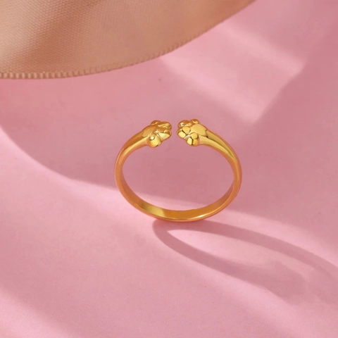 Stainless Steel Cute Cat Paw Open Ring For Women Adjustable Origami Fox Animal Shape Ring Fashion Jewelry Gift